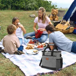 Lospitch 25L Kühltasche Faltbar Kühlkorb Kühlbox Isoliertasche Thermotasche Picknicktasche Für Lebensmitteltransport, Grau -Perfekter Küchenladen 00e7b6e3b60045f093502d7d8de83b81