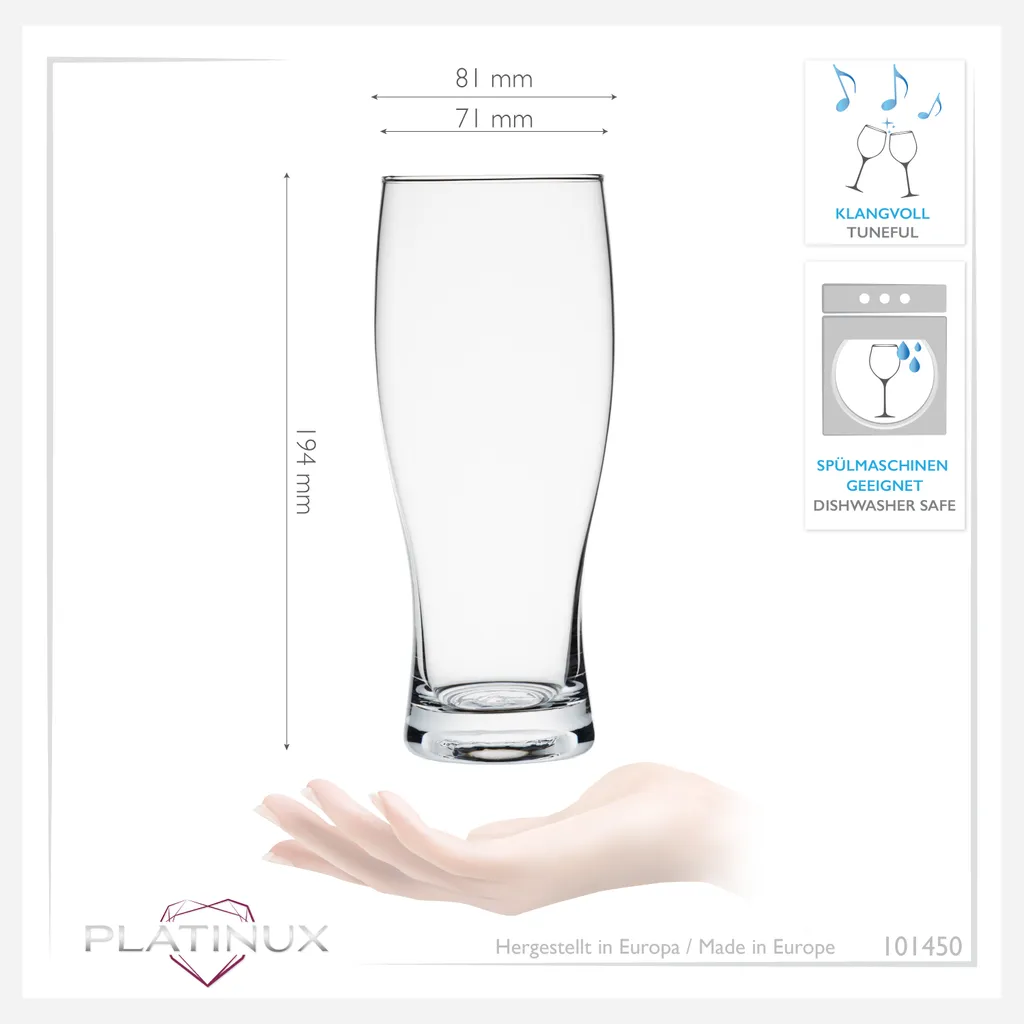 Biergläser 500ml (max. 640ml) Set 6-Teilig Bierseidel Weizengläser 0,5L Glas 5 Biergläser 500ml (max. 640ml) Set 6-Teilig Bierseidel Weizengläser 0,5L Glas – Bild 3