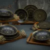 CreaTable 23588 Tafelservice Mandala Für 4 Personen, Steinzeug, Schwarz/gold (1 Set, 12-teilig) -Perfekter Küchenladen 0542f23886cda74a32c9e6e1626783e7