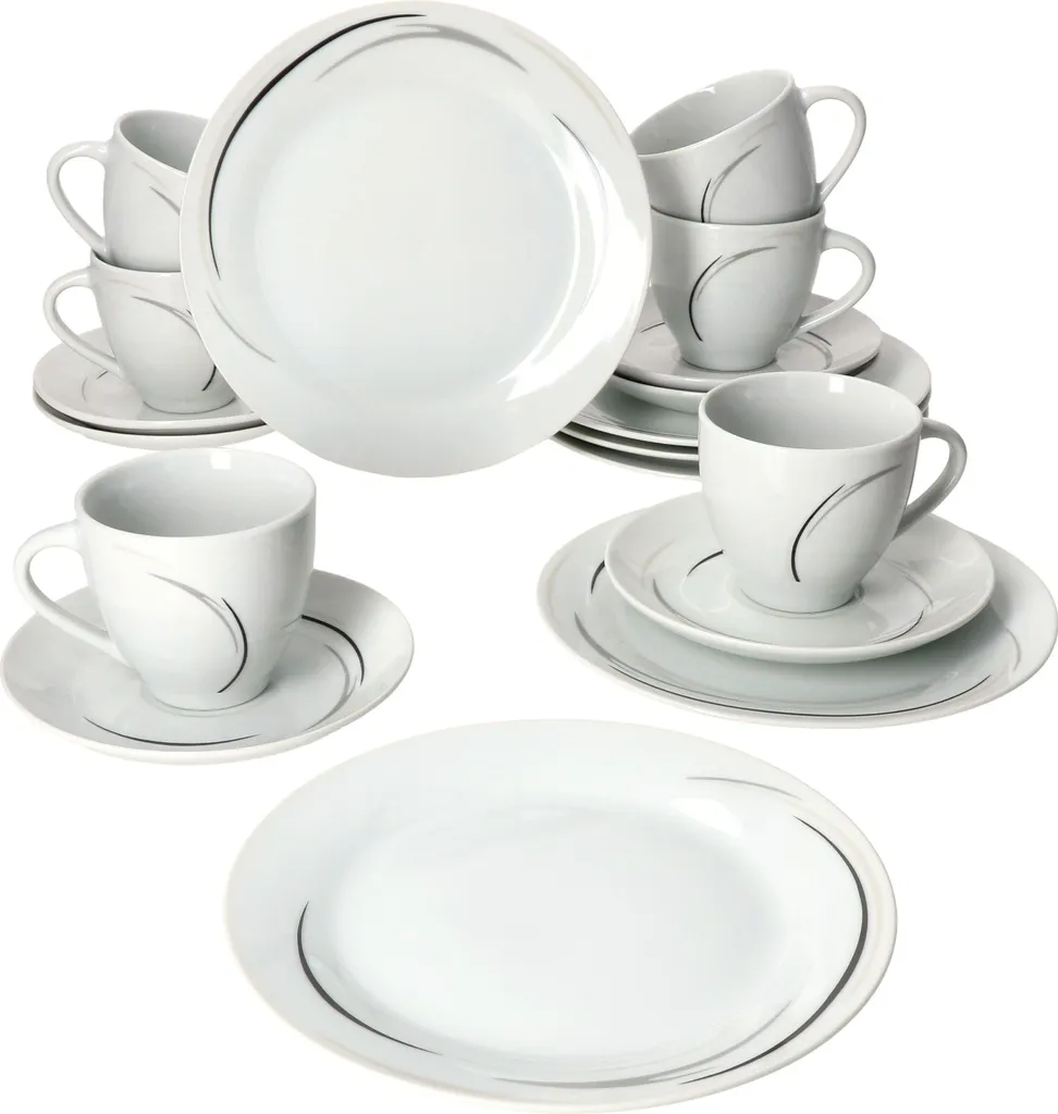 Mambo-Cat Kaffee-Tasse Porzellan-Becher Geschirr-Set Schüssel Bowl-Schale Tafel-Zubehör Suppen-Schälchen Speise-Teller Käse-Wurst Ess-Platte Frühstücks-Buffet Brunch Kuchen-Dessert Home Streifen-Grau Schwarz-Creme Kombi-Service Sechs-Personen 4 Mambo-Cat Kaffee-Tasse Porzellan-Becher Geschirr-Set Schüssel Bowl-Schale Tafel-Zubehör Suppen-Schälchen Speise-Teller Käse-Wurst Ess-Platte Frühstücks-Buffet Brunch Kuchen-Dessert Home Streifen-Grau Schwarz-Creme Kombi-Service Sechs-Personen – Bild 2