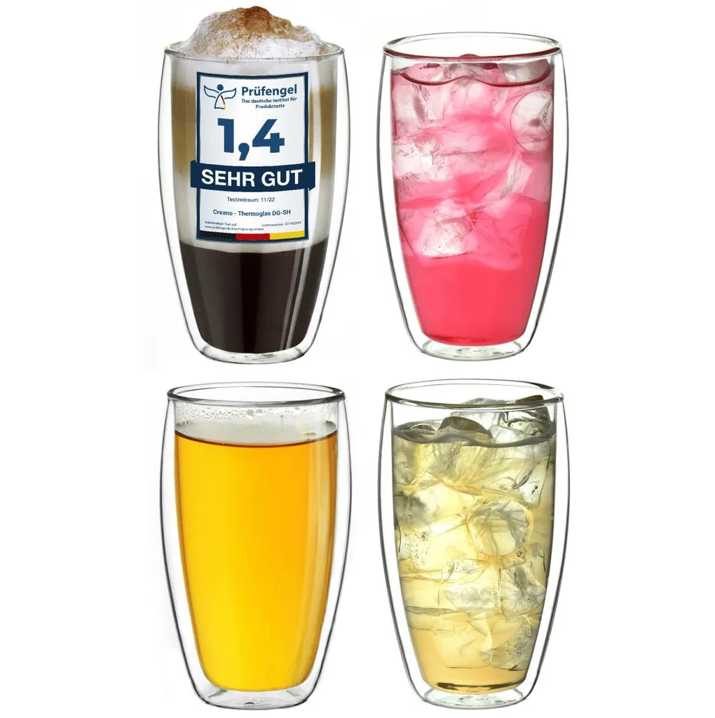 Creano Doppelwandiges Thermoglas 400ml „DG-SH“, Großes Doppelwandglas Aus Borosilikatglas, Doppelwandige Kaffeegläser, Teegläser, Latte Gläser 4er Set 3 Creano Doppelwandiges Thermoglas 400ml „DG-SH“, Großes Doppelwandglas Aus Borosilikatglas, Doppelwandige Kaffeegläser, Teegläser, Latte Gläser 4er Set