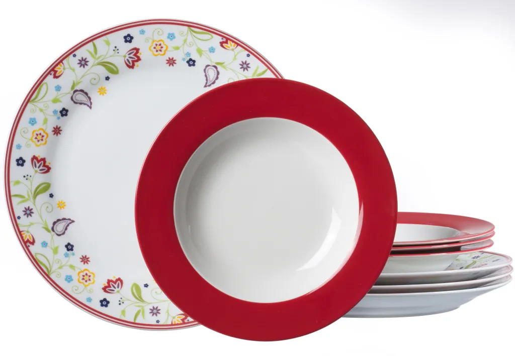 Flirt Tafelservice Doppio Mit Rotem Rand 12-teilig, Porzellan 4 Flirt Tafelservice Doppio Mit Rotem Rand 12-teilig, Porzellan – Bild 2