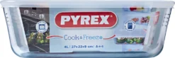 PYREX - 244P000 / 7043 - Rechteckschale Mit Deckel - 27 Cm * 22 Cm - Pyrex Cook & Freeze -Perfekter Küchenladen 1e99b9963946217caf8db86489f95866