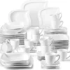 MALACASA, Serie Elvira, 60 Tlg. Cremeweiß Porzellan Geschirrset Kombiservice Tafelservice Mit Tassen, Untertassen, Dessertteller, Suppenteller Und Flachteller Für 12 Person -Perfekter Küchenladen 2187d4e30a76d07338fd4cda578379a8