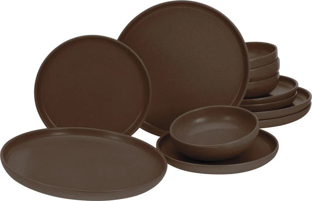 CreaTable, 23659, Serie Uno Braun, Geschirrset, Teller Set 12 Teilig, Farbe:Braun 3 CreaTable, 23659, Serie Uno Braun, Geschirrset, Teller Set 12 Teilig, Farbe:Braun