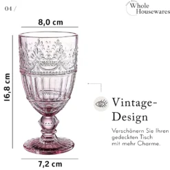 WHOLE HOUSEWARES | Farbige Glaskelche | 6er-Set Trinkgläser | 340 Ml Prägedesign | 6er-Set Hochzeitsgläser (Rosa) -Perfekter Küchenladen 264e36d2555f5c2e6b591a9264d0113d