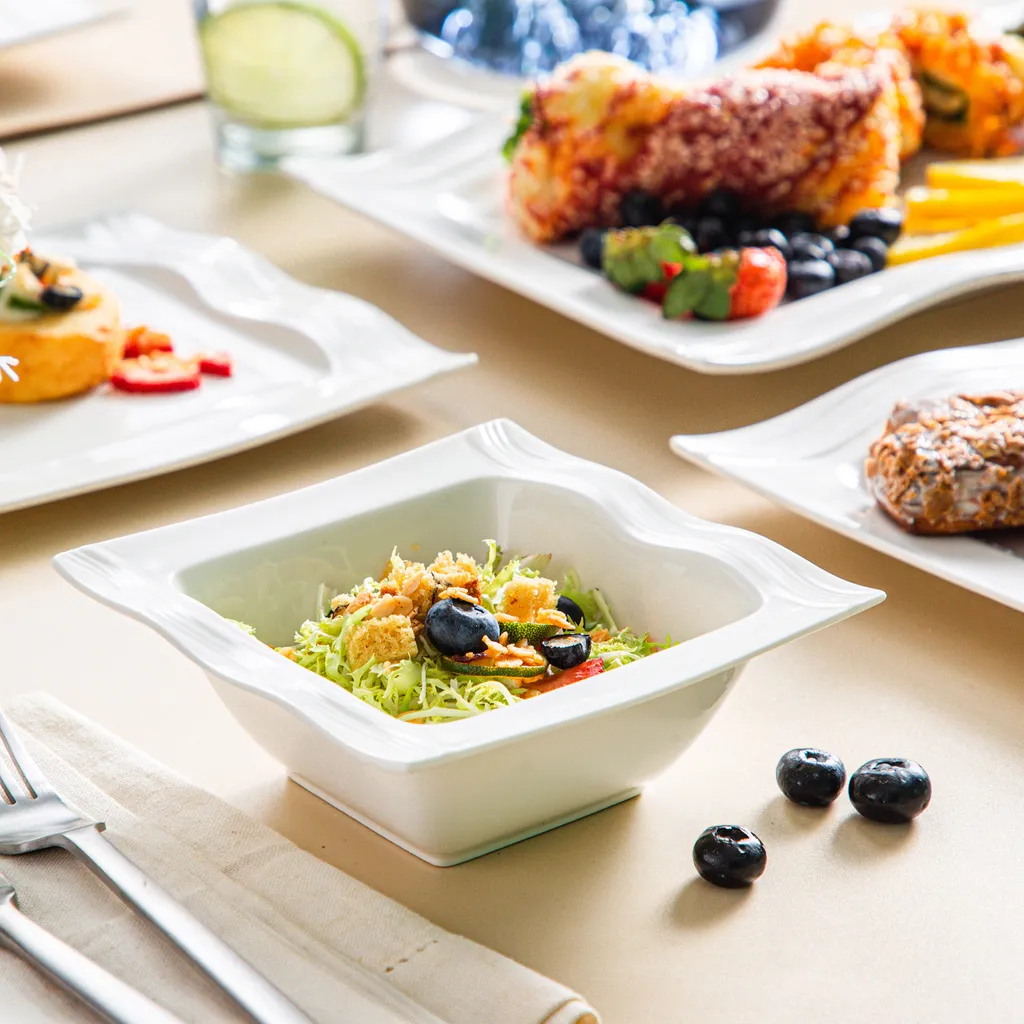 MALACASA, Serie Mario, Cremeweiß Porzellan Tafelservice 28 Tlg. Set Geschirrset Kombiservice Mit Dessertteller, Speiseteller, Suppenteller, Müslischalen, Servierplatte, Salz- Und Pfefferdosen 6 MALACASA, Serie Mario, Cremeweiß Porzellan Tafelservice 28 Tlg. Set Geschirrset Kombiservice Mit Dessertteller, Speiseteller, Suppenteller, Müslischalen, Servierplatte, Salz- Und Pfefferdosen – Bild 4