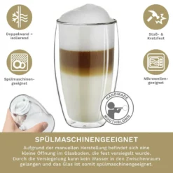Creano Doppelwandiges Thermoglas 400ml „DG-SH“, Großes Doppelwandglas Aus Borosilikatglas, Doppelwandige Kaffeegläser, Teegläser, Latte Gläser 4er Set 11 Creano Doppelwandiges Thermoglas 400ml „DG-SH“, Großes Doppelwandglas Aus Borosilikatglas, Doppelwandige Kaffeegläser, Teegläser, Latte Gläser 4er Set -Perfekter Küchenladen 2ecdda508f42387e30018273a280ba5e