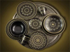 CreaTable 23588 Tafelservice Mandala Für 4 Personen, Steinzeug, Schwarz/gold (1 Set, 12-teilig) -Perfekter Küchenladen 30d526b6de395a8443e5b4edde69e605