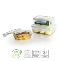 Glas Frischhaltedosen 3er Set Klick-It Gefrierdosen Lunchbox Brotdose Mikrowelle -Perfekter Küchenladen 4195fb28beaf651dac7d390ea5854d48