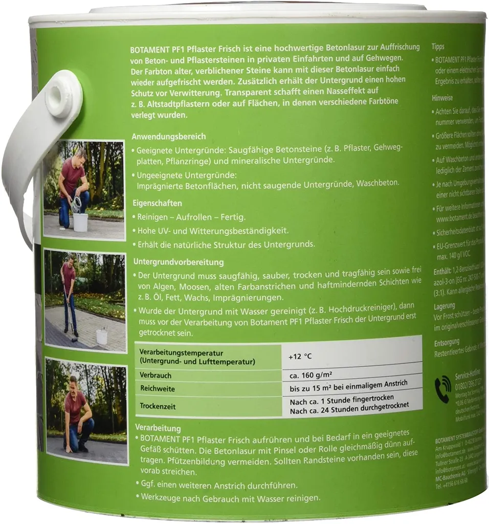 Botament PF1 Pflaster Frisch Lasur Für Betonflächen 2,5Liter Rot 5 Botament PF1 Pflaster Frisch Lasur Für Betonflächen 2,5Liter Rot – Bild 3