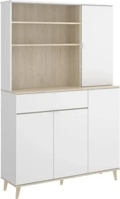 Küchenschrank Mit 4 Türen, 1 Schublade & 3 Ablagen - Weiß & Eichefarben - WAJDI -Perfekter Küchenladen 48c0e98c11b7ecd2c1446d2ea26ee318