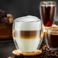 Creano Doppelwandige Gläser 400ml „DG-Bauchig“, 4er Set, Großes Thermoglas Doppelwandig Aus Borosilikatglas, Kaffeegläser, Teegläser, Latte Gläser, Doppelwandgläser -Perfekter Küchenladen 4d8075f12b9710450ffdf841b96ae216