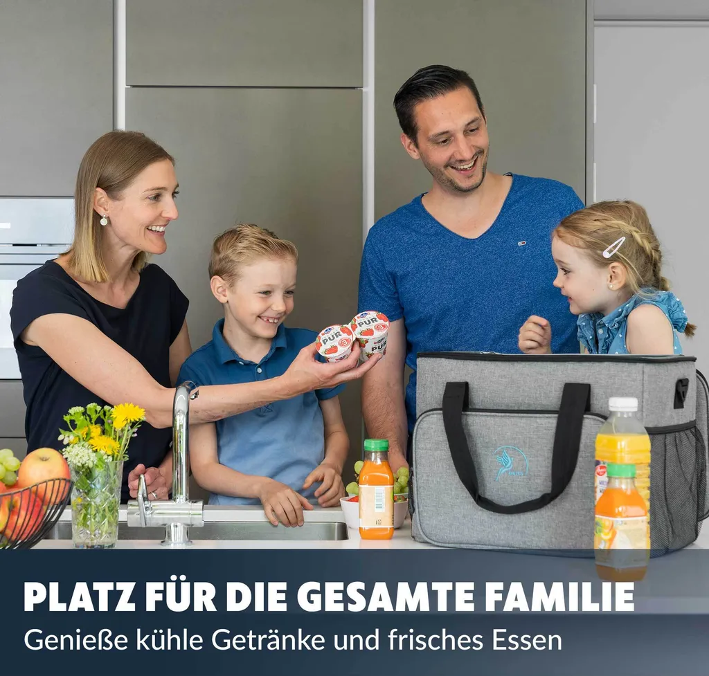 Obics - Kühltasche Gross Faltbar 30l Kuehlbox Isoliertasche Grau Für Essen In Tupperware Für Auto Mit Fächer Lunchtasche Camping Zubehör Für Picknick Essenstasche Isoliert Und Wasserdicht Für Arbeit 4 Obics - Kühltasche Gross Faltbar 30l Kuehlbox Isoliertasche Grau Für Essen In Tupperware Für Auto Mit Fächer Lunchtasche Camping Zubehör Für Picknick Essenstasche Isoliert Und Wasserdicht Für Arbeit – Bild 2