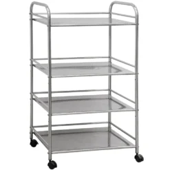 Edelstahl Küchenwagen 4 Etagen 60x35x100cm Servierwagen Rollregal Bad-Rollwagen