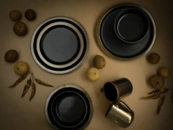 CreaTable 23594 Kombiservice Modern Industrial Für 4 Personen, Steinzeug, Schwarz/gold (1 Set, 12-teilig) -Perfekter Küchenladen 55b5c40a3bd0fa2636215401cd265055