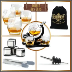 Whisiskey - Whisky Karaffe - Geschenke Für Männer - Komplette Whiskey Set - Globus - 900ML – Inkl. 4 Whisky Steine, 4 Whisky Gläser & Ausgießer - Whisky Dekanter – Whiskygläser - Natursteine 15 Whisiskey - Whisky Karaffe - Geschenke Für Männer - Komplette Whiskey Set - Globus - 900ML – Inkl. 4 Whisky Steine, 4 Whisky Gläser & Ausgießer - Whisky Dekanter – Whiskygläser - Natursteine -Perfekter Küchenladen 5925e7c4ae6b11b2dd1ff824ec6d6a7b