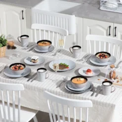 Kombiservice Steinzeug, Vancasso PLUVO Tafelservice, 16-teiliges Ess Geschirrset Mit Je 4 Speisetellern, Kuchentellern, Schalen Und Tassen Für 4 Personen -Perfekter Küchenladen 598d209f96defbdca3bfabaff8c90515