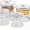 CASO VacuBoxx R-Set - Rund - 4 Hochwertige Design Vakuumbehälter, BPA-Frei, Inklusive Vakuum-Handpumpe Und Adapter Für Alle CASO Vakuumierer Mit Behälterfunktion -Perfekter Küchenladen 6489548cbab4d90bd3d7d84947b7c77f