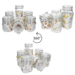 6-tlg. Set Drahtbügelglas Fido 0,75L + 1,0L + 1,5L Einmachglas Mit Bügelverschluss Vorratsglas -Perfekter Küchenladen 6744c18723f42cdbd9a9ee8958575f52