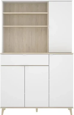 Küchenschrank Mit 4 Türen, 1 Schublade & 3 Ablagen - Weiß & Eichefarben - WAJDI -Perfekter Küchenladen 689e14ddb68aad35f6aa3880b1156f99