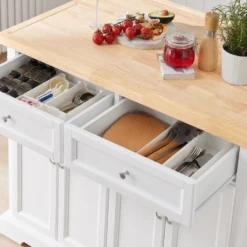 SoBuy FKW71-WN Kücheninsel Küchenwagen Mit Erweiterbarer Arbeitsplatte Küchenschrank Servierwagen Holz Weiß BHT Ca.: 115x92x46-71cm -Perfekter Küchenladen 6f7aa00851689c0121418f8dbb6830b4