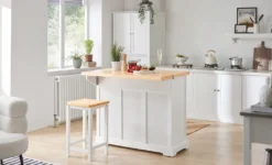 SoBuy FKW71-WN Kücheninsel Küchenwagen Mit Erweiterbarer Arbeitsplatte Küchenschrank Servierwagen Holz Weiß BHT Ca.: 115x92x46-71cm -Perfekter Küchenladen 7490c484f0d29f2db14146302b6bc519