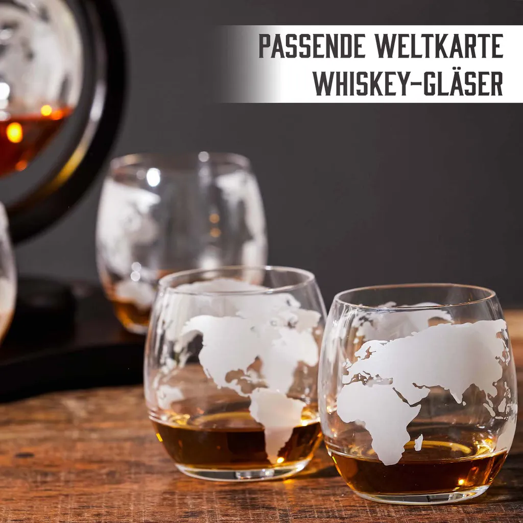 Whisiskey - Whisky Karaffe - Geschenke Für Männer - Komplette Whiskey Set - Globus - 900ML – Inkl. 4 Whisky Steine, 4 Whisky Gläser & Ausgießer - Whisky Dekanter – Whiskygläser - Natursteine 5 Whisiskey - Whisky Karaffe - Geschenke Für Männer - Komplette Whiskey Set - Globus - 900ML – Inkl. 4 Whisky Steine, 4 Whisky Gläser & Ausgießer - Whisky Dekanter – Whiskygläser - Natursteine – Bild 4