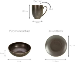 CreaTable 22409 Tafelservice Rusty Für 8 Personen, Porzellan, Braun (1 Set, 12-teilig) -Perfekter Küchenladen 7e0495d28edaaf306173a7aec6198937