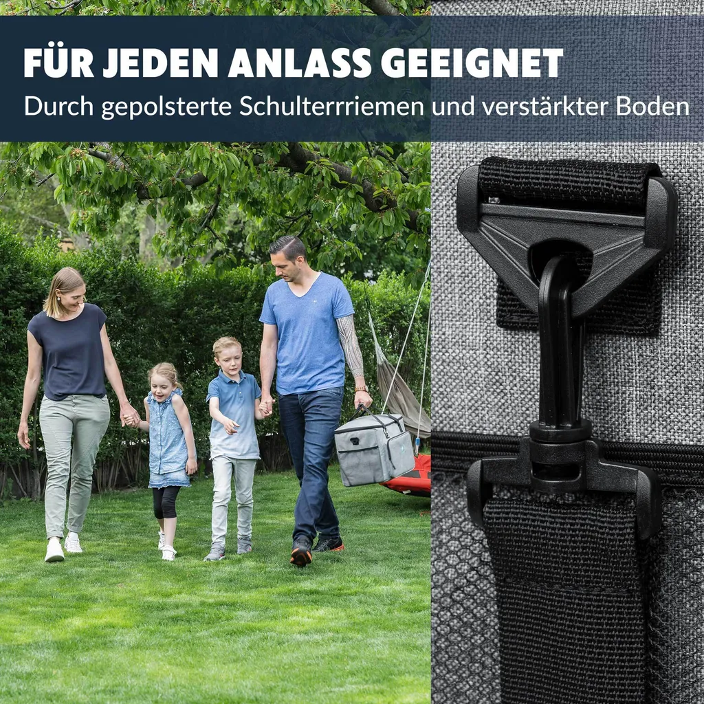 Obics - Kühltasche Gross Faltbar 30l Kuehlbox Isoliertasche Grau Für Essen In Tupperware Für Auto Mit Fächer Lunchtasche Camping Zubehör Für Picknick Essenstasche Isoliert Und Wasserdicht Für Arbeit 8 Obics - Kühltasche Gross Faltbar 30l Kuehlbox Isoliertasche Grau Für Essen In Tupperware Für Auto Mit Fächer Lunchtasche Camping Zubehör Für Picknick Essenstasche Isoliert Und Wasserdicht Für Arbeit – Bild 6