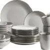 Mäser 931628 Kombiservice Metallic RIM Für 6 Personen, Steinzeug, Grau (1 Set, 24-teilig)