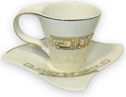 12-teiliges Medusa Mäander Kaffeeservice Mit Goldschliff Kaffeetassen Für 6 Personen 6 Tassen + 6 Untertassen Weiß-Gold Genießen Servieren Kaffee -Perfekter Küchenladen 85fdbcbedd792d1d0906c46437521041