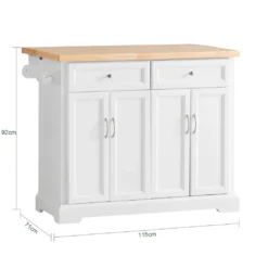 SoBuy FKW71-WN Kücheninsel Küchenwagen Mit Erweiterbarer Arbeitsplatte Küchenschrank Servierwagen Holz Weiß BHT Ca.: 115x92x46-71cm -Perfekter Küchenladen 86bdccd182241e998cb80fdceb324eb4