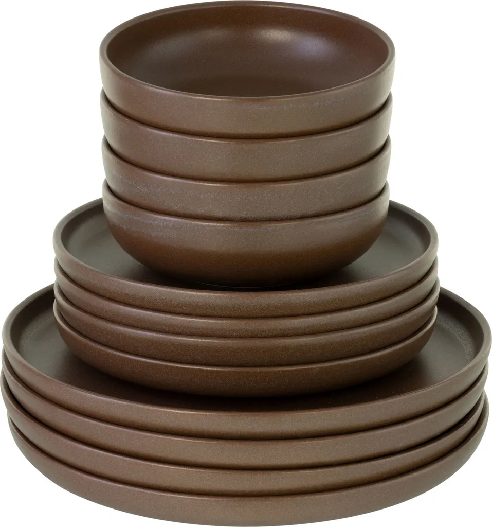 CreaTable, 23659, Serie Uno Braun, Geschirrset, Teller Set 12 Teilig, Farbe:Braun 4 CreaTable, 23659, Serie Uno Braun, Geschirrset, Teller Set 12 Teilig, Farbe:Braun – Bild 2