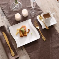 MALACASA, Serie Flora, 18 Tlg . Set Cremeweiß Porzellan Kaffeeservice Geschirrset Mit Je 6 Kuchenteller, 6 Tasse 220ml, 6 Untertasse Für 6 Personen -Perfekter Küchenladen 91b8bec01debdb26bdbda7f25bfc050f