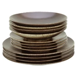 CreaTable 22409 Tafelservice Rusty Für 8 Personen, Porzellan, Braun (1 Set, 12-teilig) -Perfekter Küchenladen 927434eed5eaa01bf6e8cc72df8c33e2