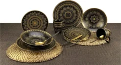CreaTable 23588 Tafelservice Mandala Für 4 Personen, Steinzeug, Schwarz/gold (1 Set, 12-teilig) -Perfekter Küchenladen 9ae3a3412e5d7c36b714f440cbaa8748