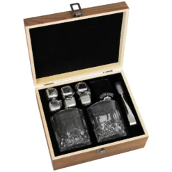 Whisky Geschenk-Set Mit 2 Gläsern, Eiswürfeln Aus Edelstahl, Zange, Samtbeutel In Einer Schönen Holzbox -Perfekter Küchenladen a7370374f663eab5310c55346d82fcaa