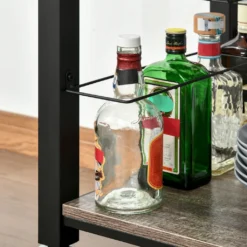 HOMCOM Küchenwagen Küchenrollwagen Servierwagen Mit Ablage Schublade Weinregal Spanplatte Metall Grau Eiche 60 X 50 X 84,5 Cm -Perfekter Küchenladen b805a0a1d73fd44c9ac74f7f91e0211f