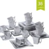 MALACASA, Serie Flora, 36 Tlg. Marmor Porzellan Kaffeeservice Geschirrset Mit 12 Kuchenteller, 12 Tasse 220ml, 12 Untertasse Für 12 Personen -Perfekter Küchenladen bd42e278a505684876e09aa6270ab52d