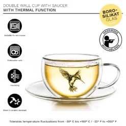 Creano 6er-Set Thermo-Tasses "Hummi" Für Tee/Latte Macchiato, Doppelwandig, Mit Kolibri-Muster | 250ml In Exklusiver Geschenkpackung -Perfekter Küchenladen c0f9100687b6b7f1e8a6e4379c61a52c