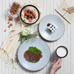 Kombiservice Steinzeug, Vancasso PLUVO Tafelservice, 16-teiliges Ess Geschirrset Mit Je 4 Speisetellern, Kuchentellern, Schalen Und Tassen Für 4 Personen -Perfekter Küchenladen c500b654eb7504cdb3ecf79df68ae746