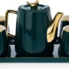 HowHomely Kaffeeservice Keramik 4 Personen - Teeservice 10-tlg. - Grün-Gold -Perfekter Küchenladen c5dbde8a95b741170ce126a29faa937e
