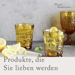 WHOLE HOUSEWARES | Farbige Glaskelche | 6er-Set Trinkgläser | 340 Ml Prägedesign | 6er-Set Hochzeitsgläser (Rosa) -Perfekter Küchenladen c6c9abf4f43b8f04e64ff33d31458491