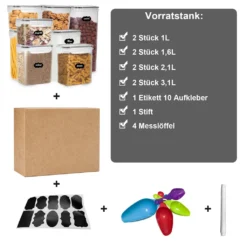 Lospitch 8er Set Vorratsdosen Müsli Behälter Mehl Nudel Schüttdose Pasta Lebensmittel -Perfekter Küchenladen c777d4a74b1335415c4b86cbb1e7d152