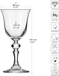 KROSNO Weiß-Weinglas | Set Von 6 | 150 ML | Krista Kollektion | Kristallglas | Weißweingläser | Perfekt Für Zuhause, Restaurants Und Partys | Spülmaschinenfest -Perfekter Küchenladen c7b46cdda81a916f82d05ca8382f32bd