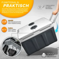 Tillvex Kühlbox Elektrisch 40L Grau Mit Rollen | Mini-Kühlschrank 230 V Und 12 V Für KFZ Auto Camping | Kühlt & Wärmt | ECO-Modus -Perfekter Küchenladen ce0748d830bdb13902468f8b4e4e2b18