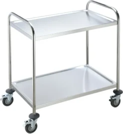 BPT Servierwagen Edelstahl Küchenwagen Auf Rollen Mit Runder Griff,rollwagen Für Restaurants Mit 4-Bremsräder