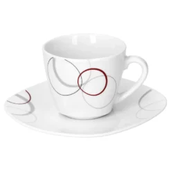 Kaffeeservice Palazzo 18tlg. - Weiß MitNachbildung-Kreisen In Grau Und Dunkelrot - Für 6 Personen -Perfekter Küchenladen e9f8d90e77ee338b083e0dd13eeb20c8