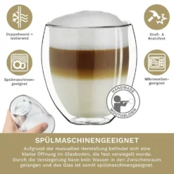 Creano Doppelwandige Gläser 400ml „DG-Bauchig“, 4er Set, Großes Thermoglas Doppelwandig Aus Borosilikatglas, Kaffeegläser, Teegläser, Latte Gläser, Doppelwandgläser -Perfekter Küchenladen f21f88c5ee2986d8bb2d24085fd71ce5